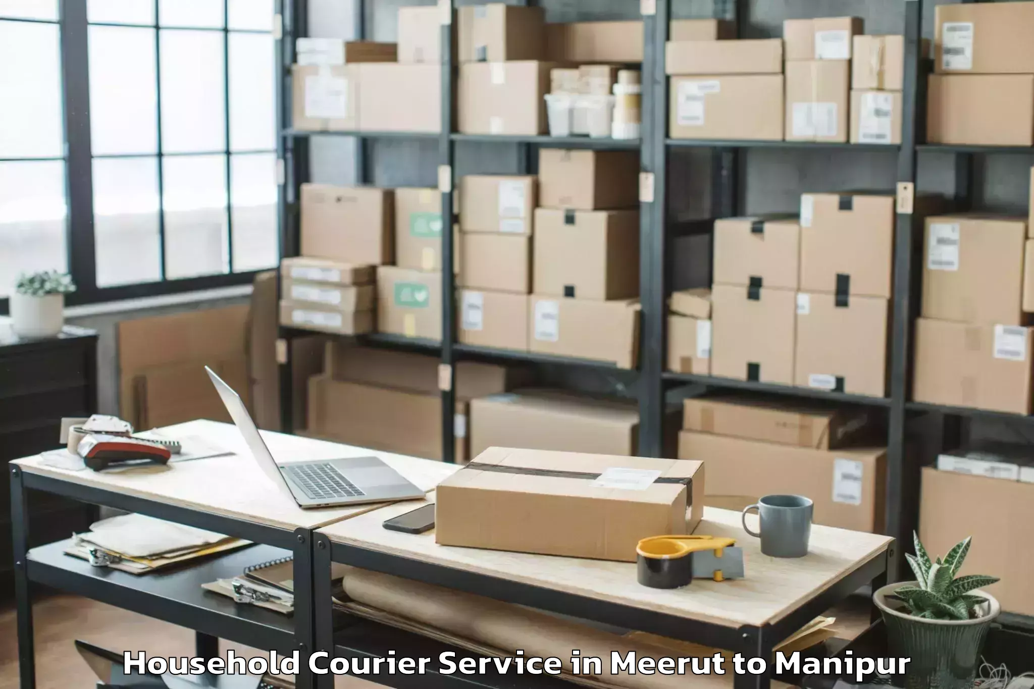 Easy Meerut to Lamshang Household Courier Booking